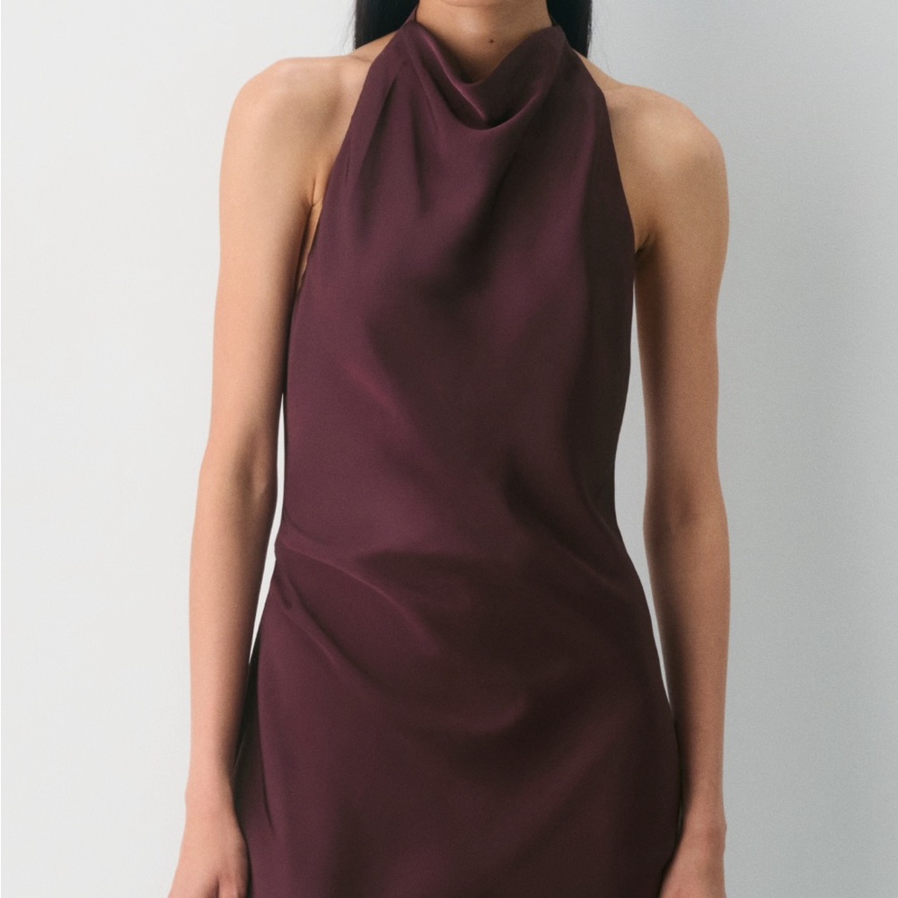 Aritzia Audience Satin Halter Dress